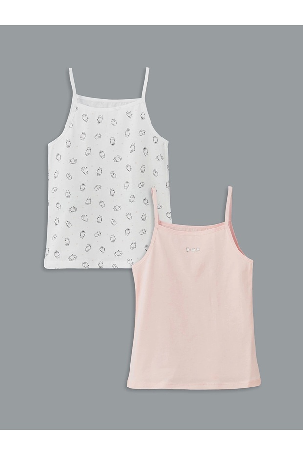 Lcw Kids Pink Square Neck Girls' Undershirt Set of 2