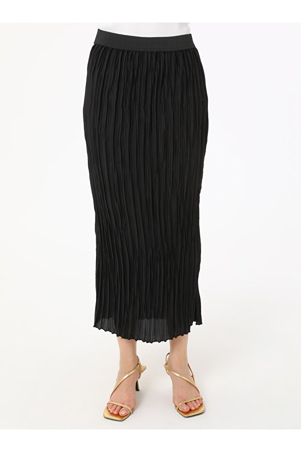 Piliseli Etek - Siyah - - 4