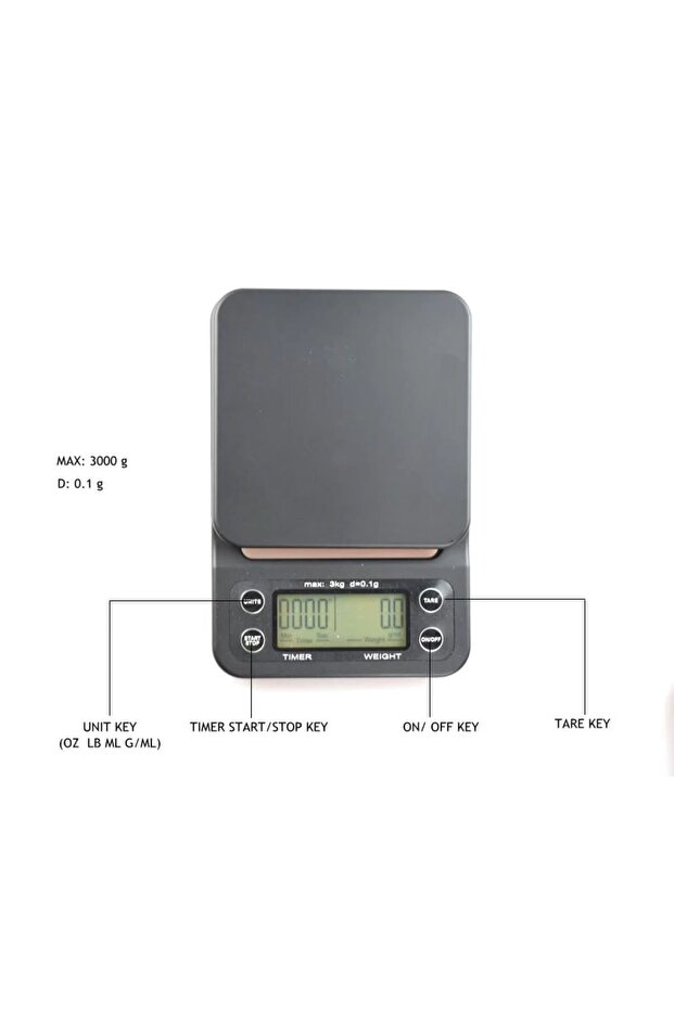 ميزان إلكتروني مع مؤقت 3 كجم 0.1 جرام - 3
