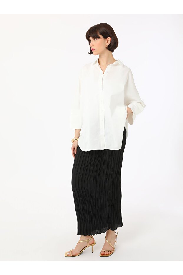 Piliseli Etek - Siyah - - 1