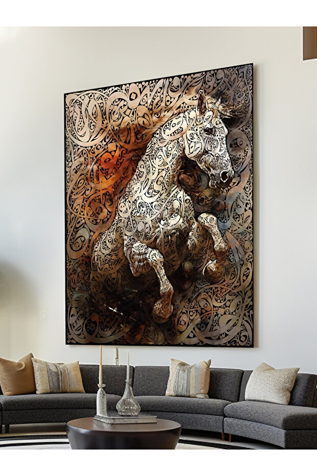 HURUFİ AT KANVAS TABLO - 1