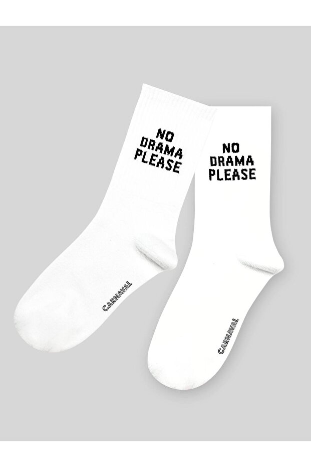 No Drama Please Written Unisex White Tennis Sports Socks