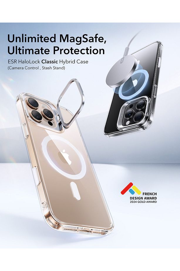 Iphone 16 Pro Max HaloLock Mag Safe Classic Hybrid Stantlı Silikon Kılıf - Kamera Kontrol Buton - 2