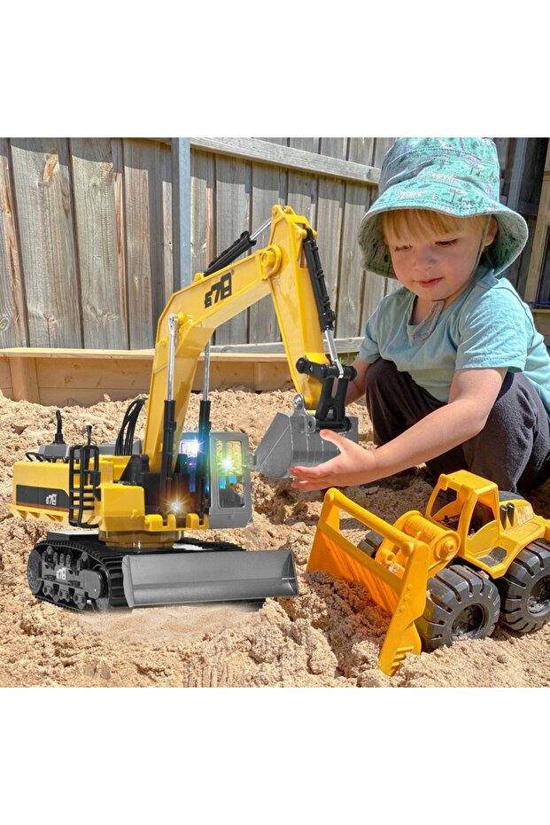 Remote control excavator, 1/14 scale, with remote control, USB charging, 14 channels - 6