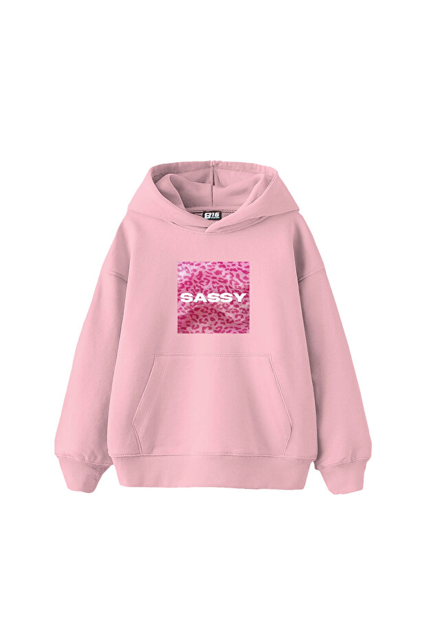 Sassy Printed Oversize Unisex Pink Hoodie