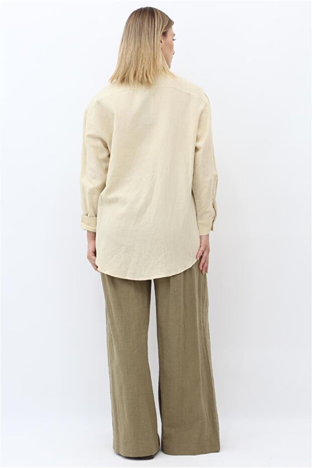 Çift Cepli Gömlek - Taş - 6