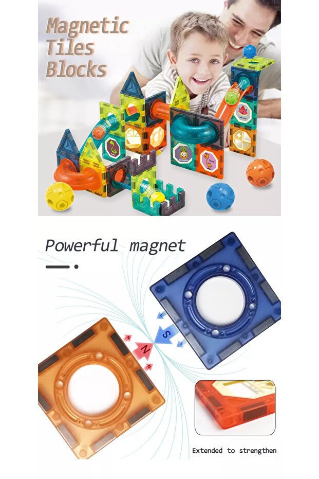 Set de constructie, ISP, LikeSmart Magnet Blocks, 148 piese, Multicolor - 3