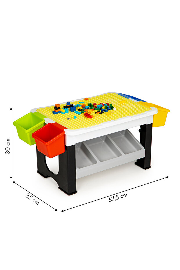 Multifunctional Table with 300 Pieces, "LikeSmart Block Table", Removable Top, 4 Containers, Spaces - 4