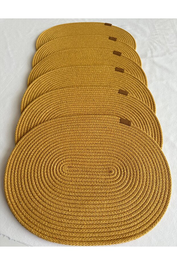 Jute Placemat, Table Decor Supla Oval Mustard 30X40 Set of 6