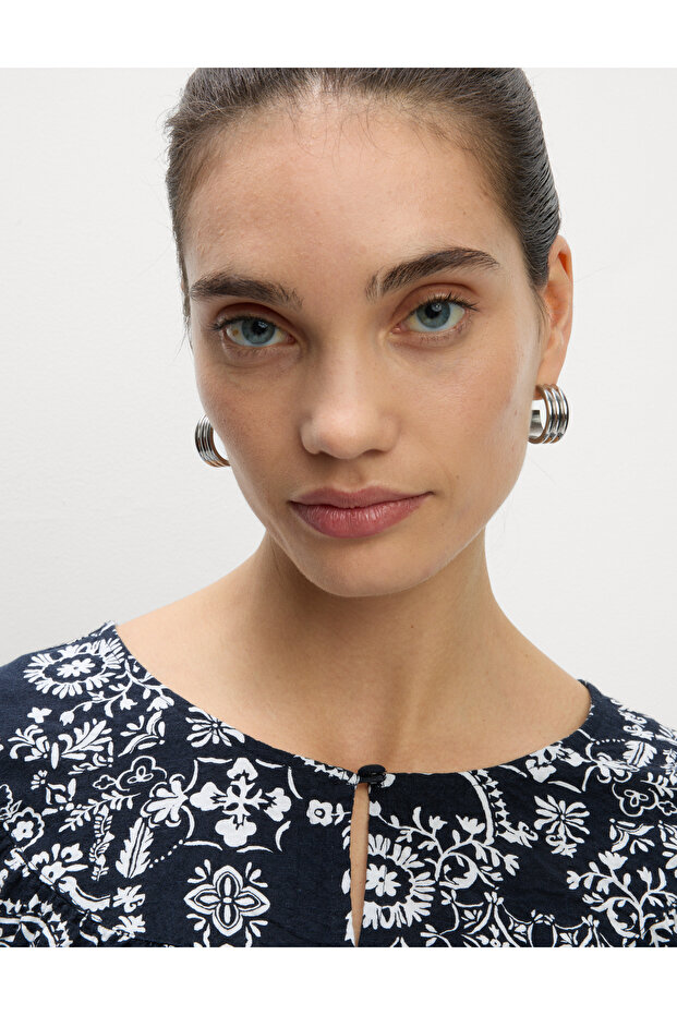 Pamuk Zengin Mini Baskılı Swing Elbise - 2