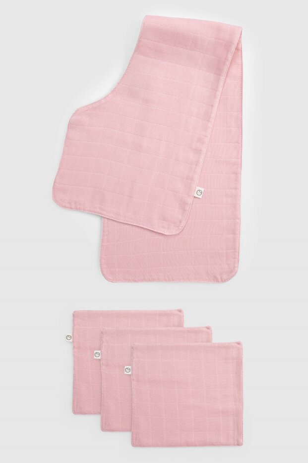 Pink Organic Cotton Muslin Baby Shoulder Diaper Set