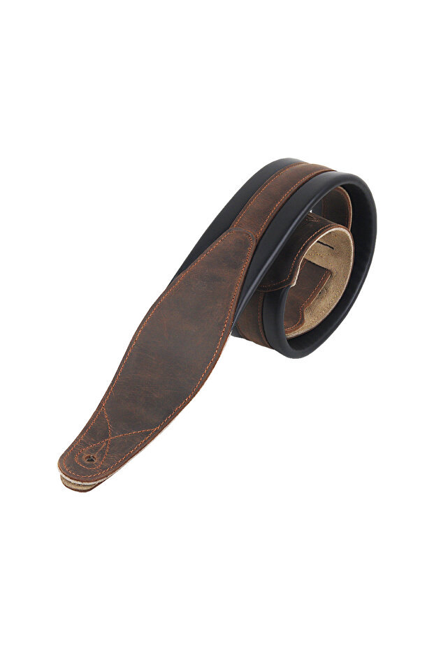 Gearlly Guitar Strap For Electric Guitar & Bass Top Layer Leather Widen Foam Padding Adjustable G...