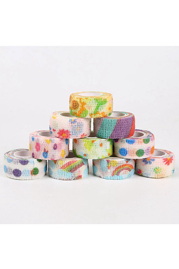 4M-5PCS 5 Pcs/Lot 2.5cm Wide Self Adhesive Bandage Wrap,Colorful Athletic Elastic Cohesive Bandage f