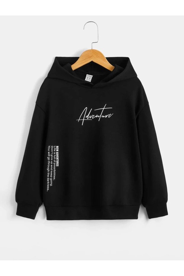 Black Unisex Women/Men Adventure Colorful Oversize Hoodie