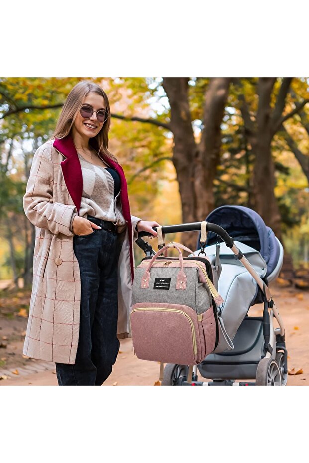 Multifunctional Backpack, Flippy, Waterproof, Pink/Gray - 8