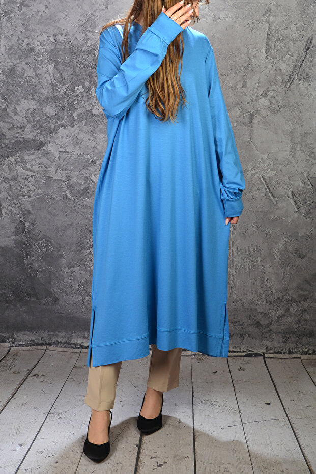 تونيك طويل من قماش القطن الممشط مريح ومريح - 1