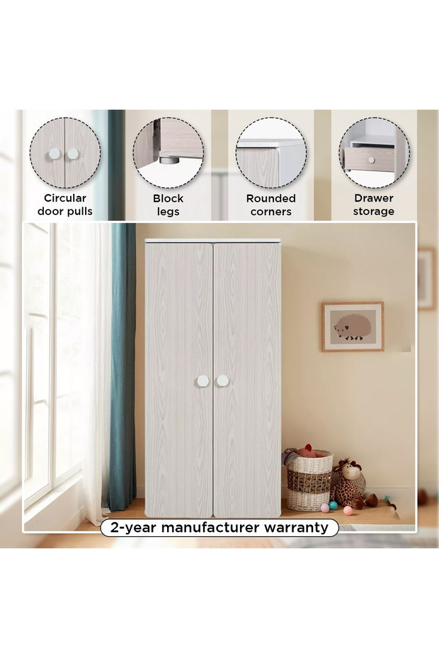 خزانة ملابس فانيلا للأطفال الصغار ببابين - 4