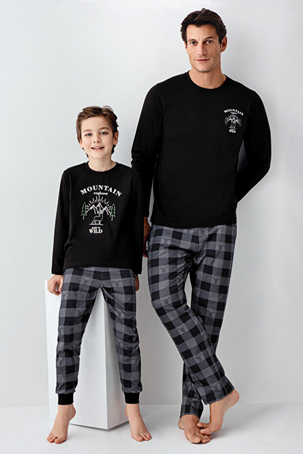 طقم بيجامة أسود للأولاد - 2