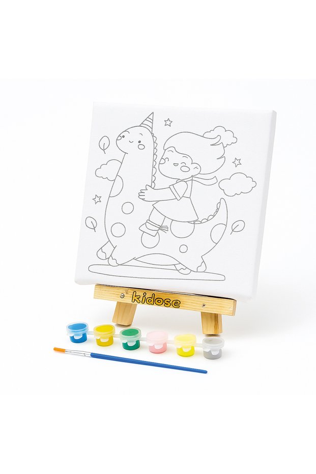 Educational Space Canvas Painting Kit - Wooden Knight Painting Kit - Dinosaur Painting Kit