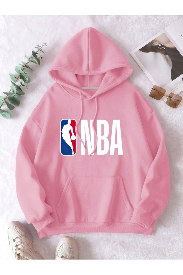 Pink Unisex Men/Women Basket Colorful Custom Printed Oversize Hoodie