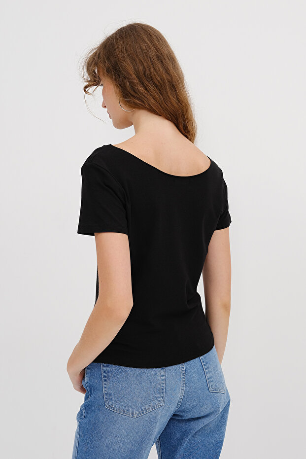 Kayık Yaka Basic T-shirt P1805 - 5