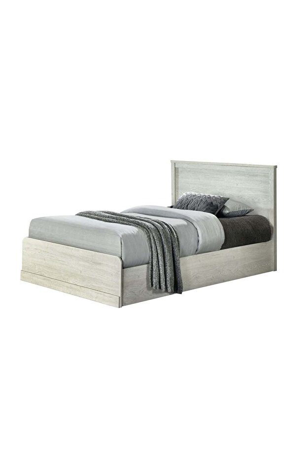 Zirco 120x200 Single Bed with Storage - White Oak L129xW209.8xH102.6cm