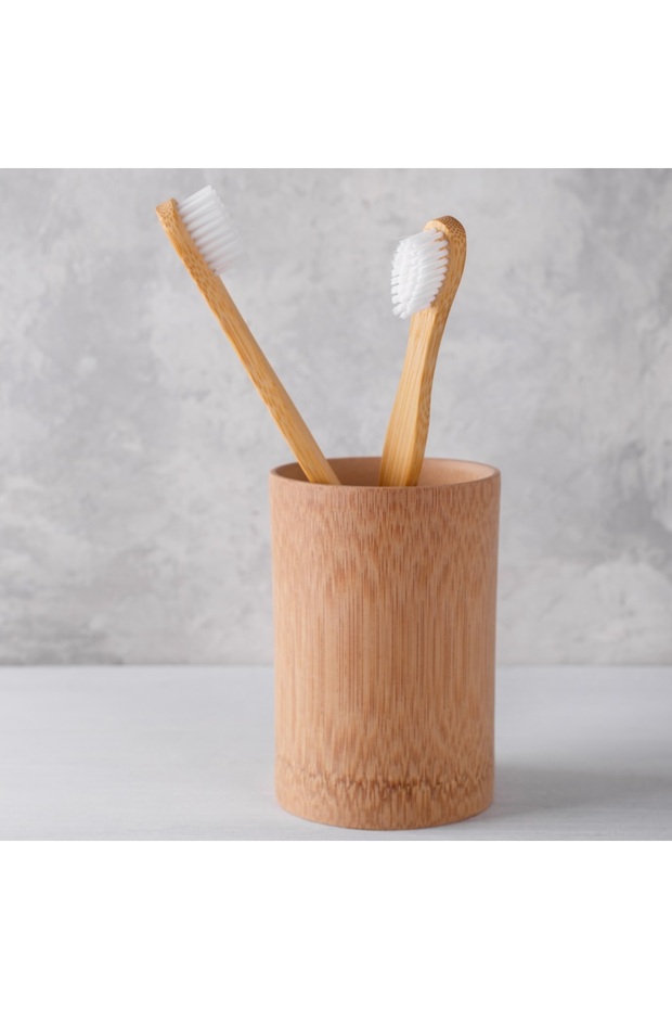 Ba&Der 2 Pack 100% Natural Bamboo Toothbrush (Adult White Medium 2 Pack)