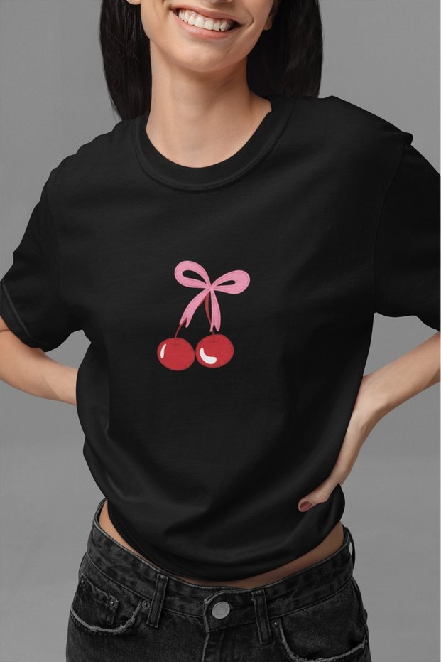 Unisex Men/Women Cherry Colored Printed Oversize 100% Cotton T-Shirt