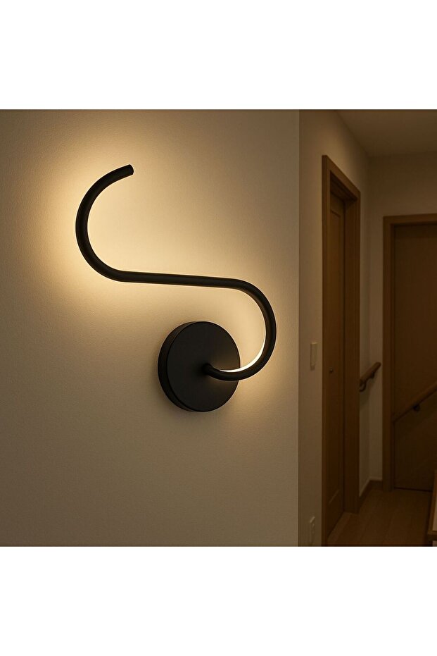 Curved Black Case White Led Sconce