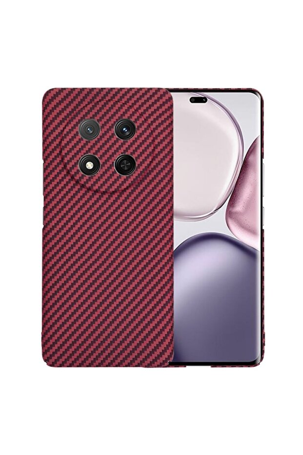 Carbonite FiberShell Protective Case Compatible with Honor Magic7 Lite/X9c, Carbon Model, Red/Black - 2