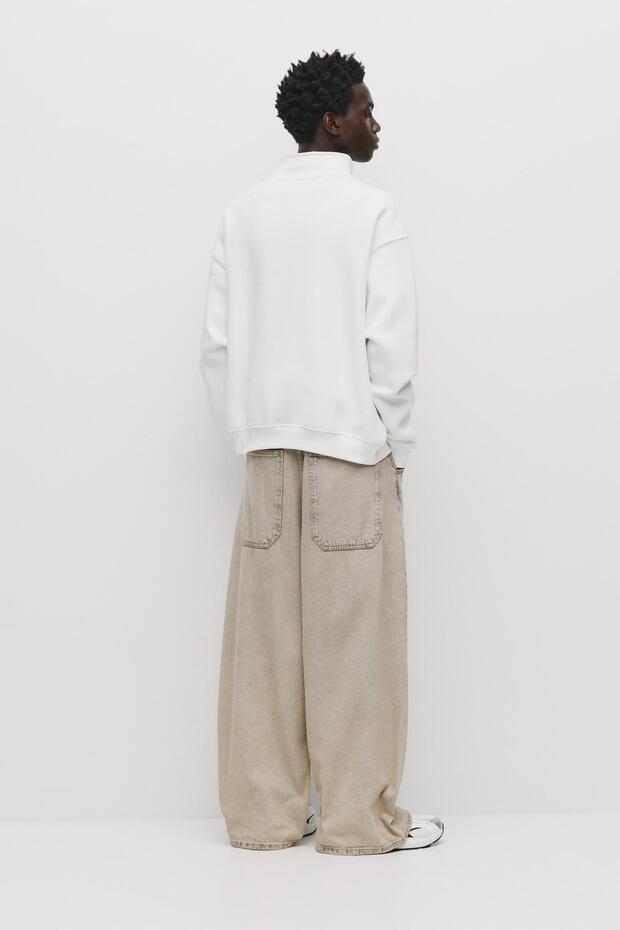 Fermuarlı dik yaka basic sweatshirt - 3