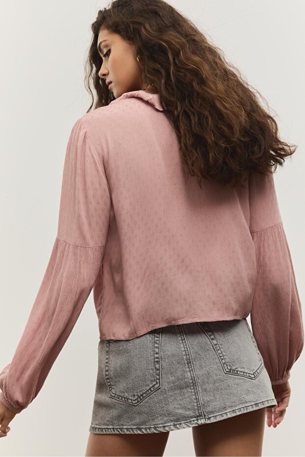 Fırfırlı dökümlü bluz - 4