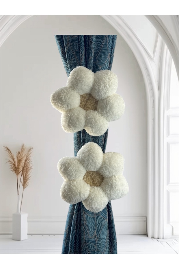 Daisy Curtain Holder Beige Cream 2-Pack