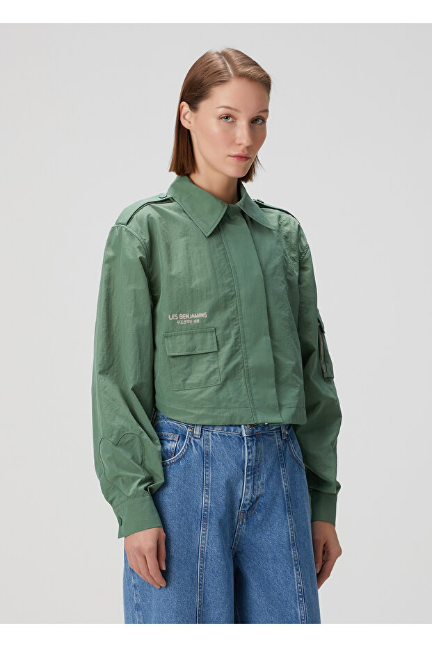 Haki Oversized Bomber Ceket - 3