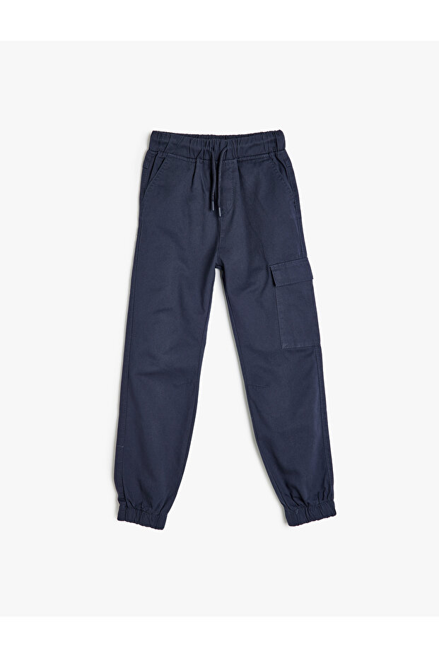 Cotton Jogger Sweatpants with Lace-Up Waist Pocket Detail