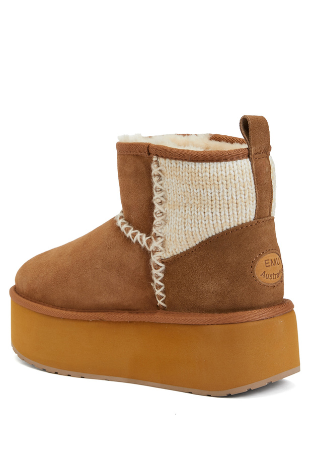 Stinger Knit Flatform Taba Kadın Deri Bot - 3