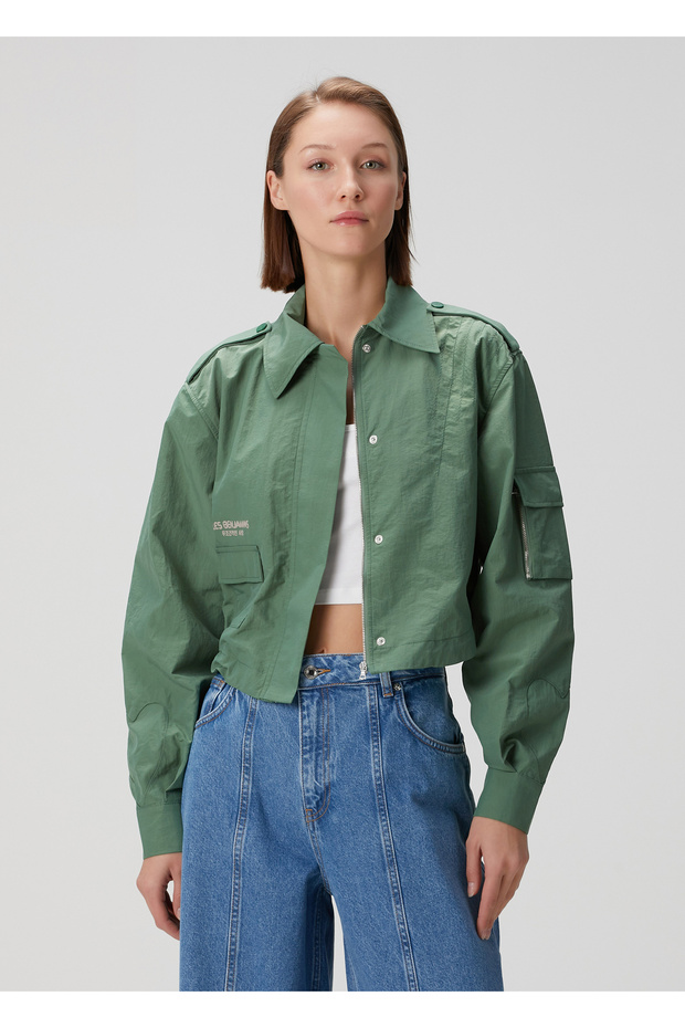 Haki Oversized Bomber Ceket - 1