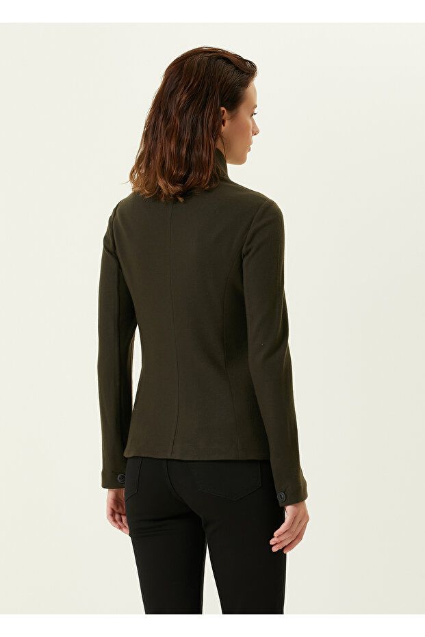 Haki Dik Yaka Yün Blazer - 5