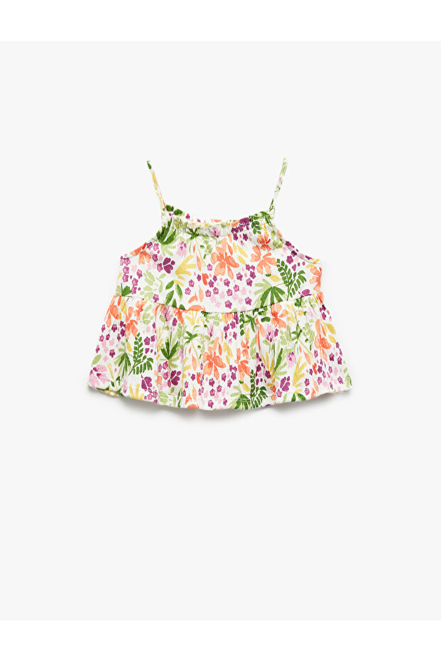 Cotton Thin Strap Floral Tank Top