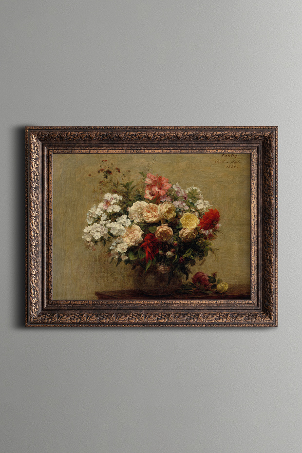 Yaz Çiçekleri - Vintage Desenli Çerçeve - 1