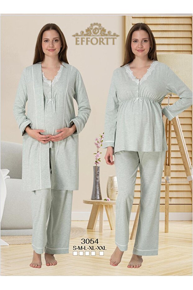 Maternity and Postpartum Pajama Set with Robe