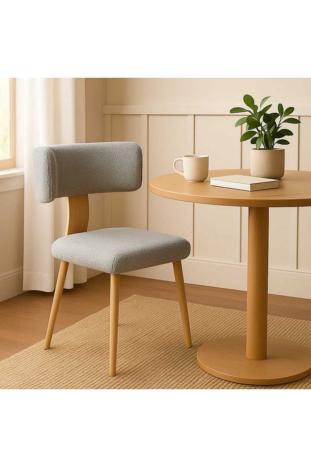 Geniş Oturum Alanına Sahip Teddy Kumaş Modern Sandalye – Salon, Mutfak, Balkon, Antre Sandalyesi - 1