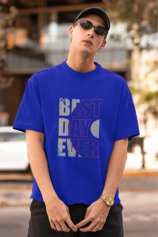 Men/Women Best Day Ever Transfer Printed Round Neck Short Sleeve T-Shirt