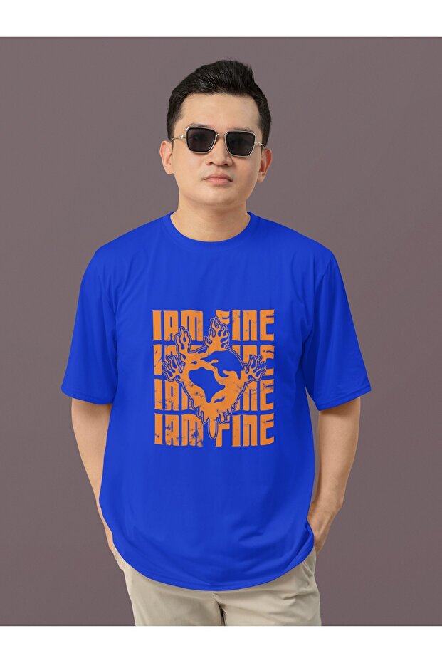 Men/Women I Am Fine Transfer Printed Round Neck Short Sleeve T-Shirt