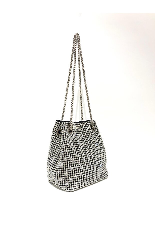 Black Luxury Stone Diamond Black Evening Dress Clutch Portfolio Chain Strap Hand Wedding Engagement Henna Evening Bag
