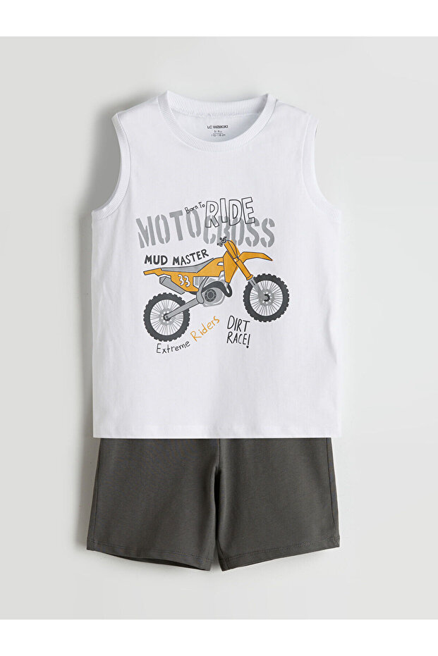 New Season Printed Boys' Singlet and Shorts 2-Piece Set - S5Mu06Z1