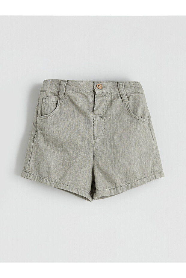 Bisiklet Yaka Kız Bebek Tişört ve Jean Şort - 5