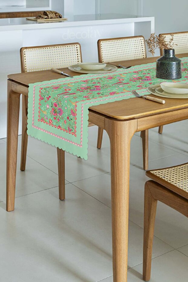 Love Bloom Heart Colorful Floral Green Laser Cut Runner