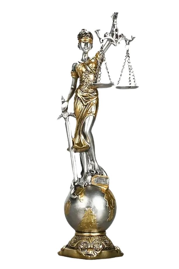 Themis Adalet Terazisi Heykeli ve Dünya Biblo Gümüş 24cm - 1