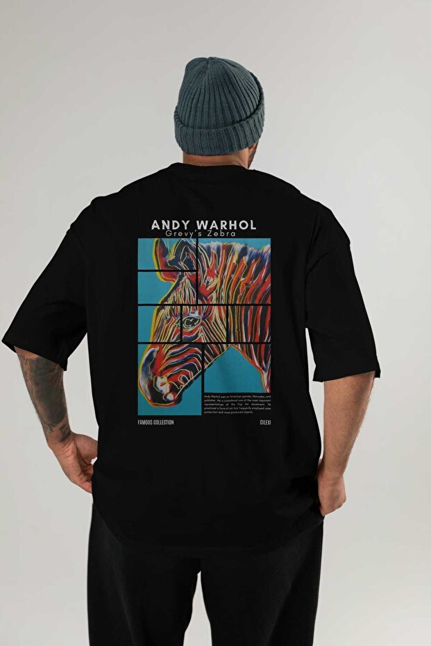 Andy Warhol Back Printed Black Oversize T-Shirt Men Women Crew Neck Cotton T-Shirt